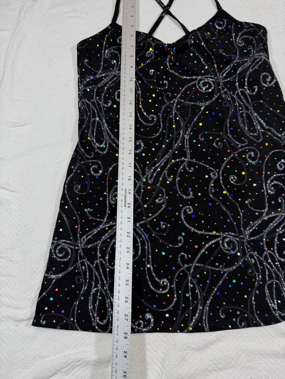 Y2K Micro Mini Black Embellished Dress Size S - Picture 5 of 7